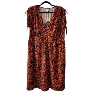Ava & Viv sleeveless cotton v-neckline  rust floral dress